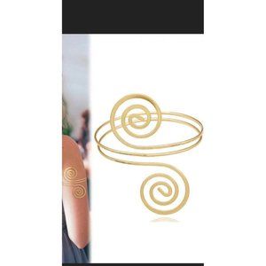 Armlet arm cuff bracelet gold spiral metal boho bracelet , upper arm bracelet